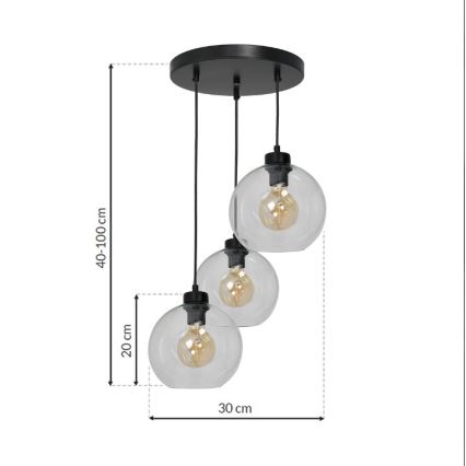 Πολύφωτο κρεμαστό με σύρμα SOFIA 3xE27/60W/230V διάφανο