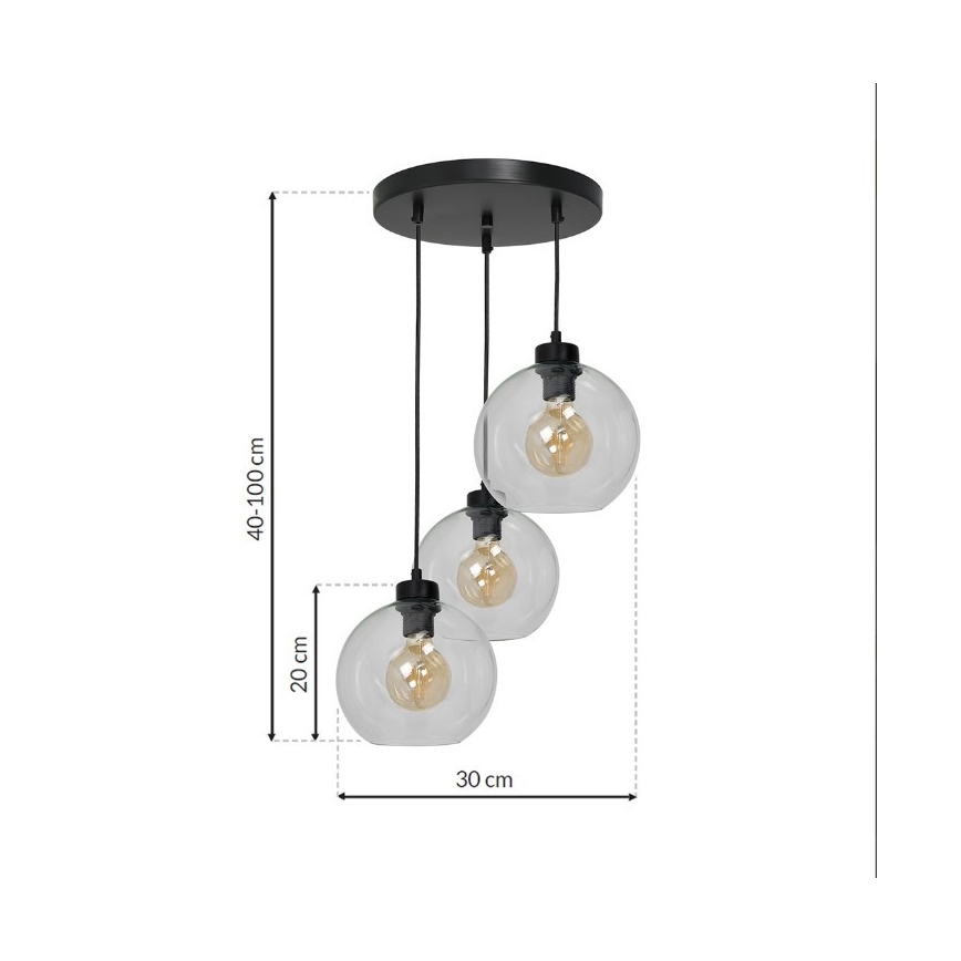 Πολύφωτο κρεμαστό με σύρμα SOFIA 3xE27/60W/230V διάφανο