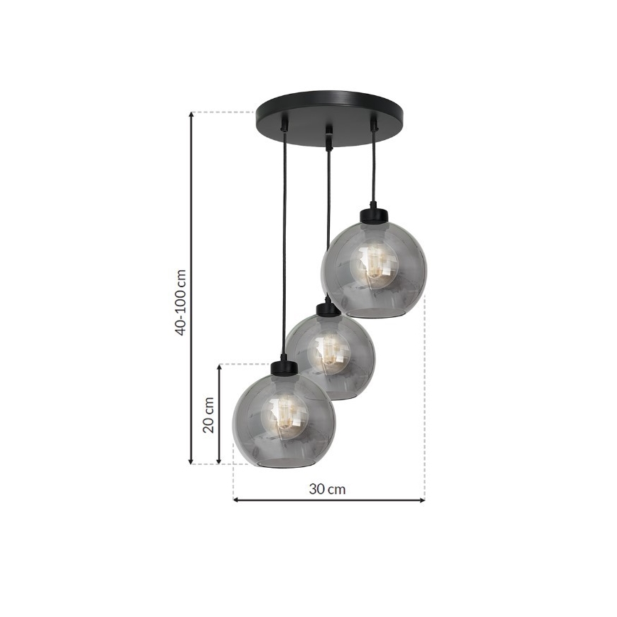 Πολύφωτο κρεμαστό με σύρμα SOFIA 3xE27/60W/230V μαύρο