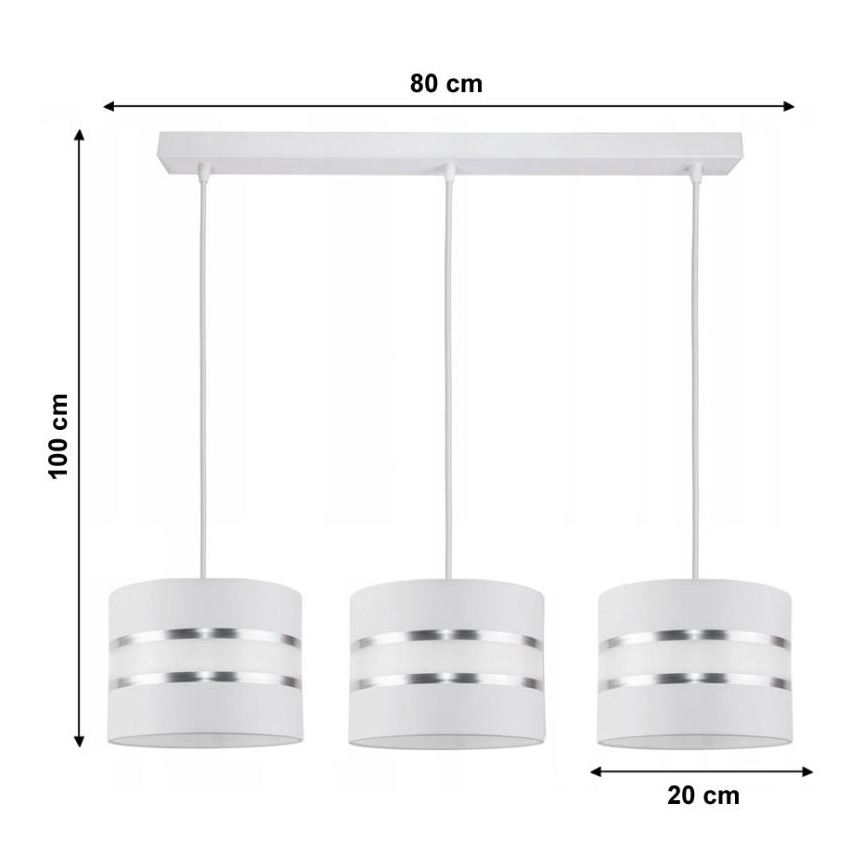 Πολύφωτο κρεμαστό ράγα CORAL 3xE27/60W/230V λευκό