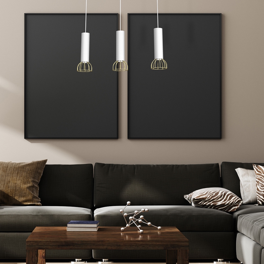 Πολύφωτο κρεμαστό ράγα DANTE 3xGU10/25W/230V λευκό/χρυσό