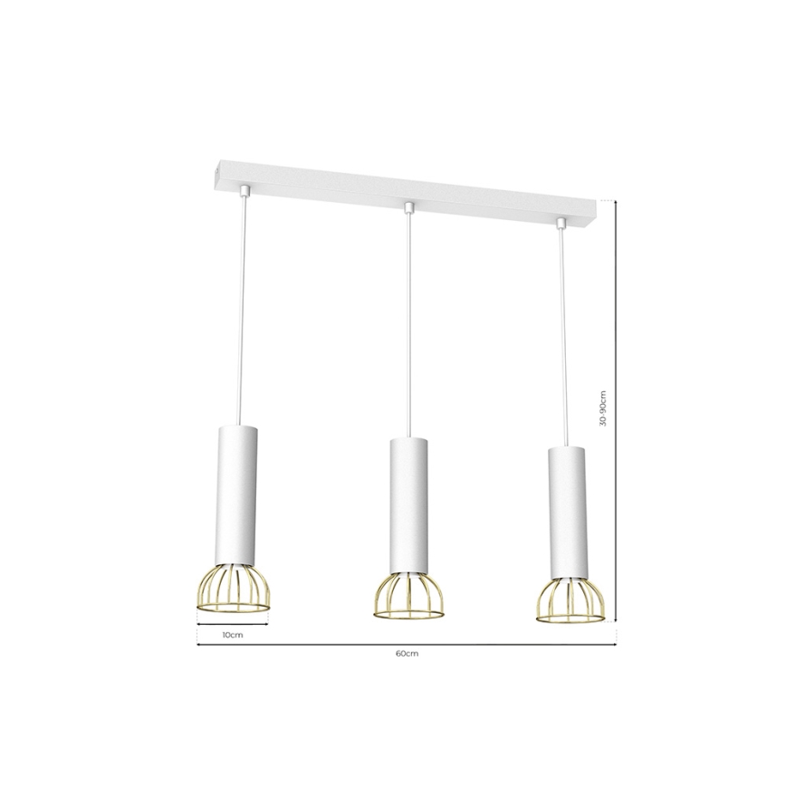 Πολύφωτο κρεμαστό ράγα DANTE 3xGU10/25W/230V λευκό/χρυσό