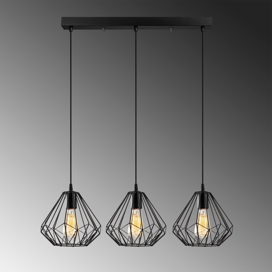 Πολύφωτο κρεμαστό ράγα DIAMOND 3xE27/100W/230V