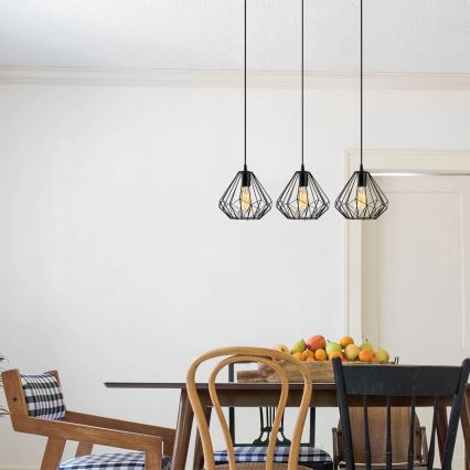 Πολύφωτο κρεμαστό ράγα DIAMOND 3xE27/100W/230V