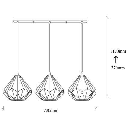 Πολύφωτο κρεμαστό ράγα DIAMOND 3xE27/100W/230V