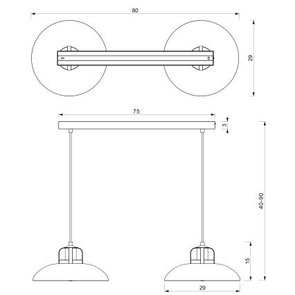 Πολύφωτο κρεμαστό ράγα FELIX 2xE27/60W/230V μπλε