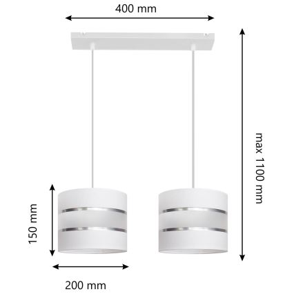 Πολύφωτο κρεμαστό ράγα  HELEN 2xE27/15W/230V λευκό