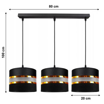 Πολύφωτο κρεμαστό σε ράγα CORAL 3xE27/60W/230V μαύρο