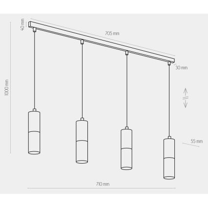 Πολύφωτο κρεμαστό σε ράγα ELIT 4xGU10/10W/230V μαύρο