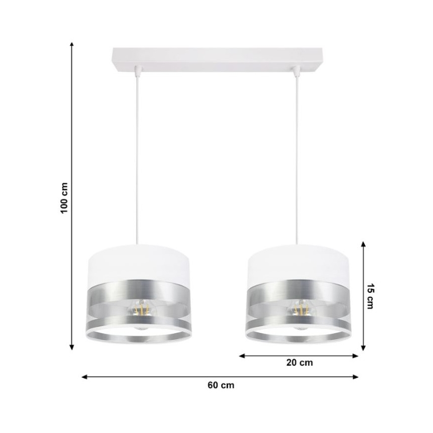 Πολύφωτο κρεμαστό σε ράγα MILO 2xE27/60W/230V ασημί