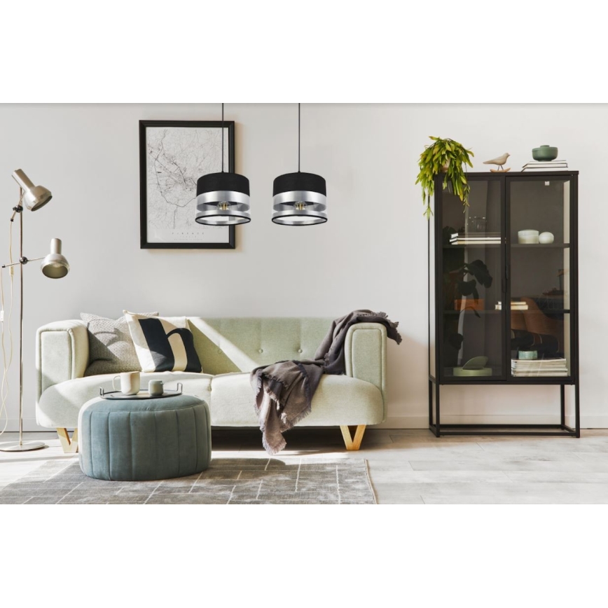 Πολύφωτο κρεμαστό σε ράγα MILO 2xE27/60W/230V ασημί/μαύρο