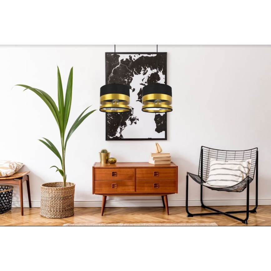 Πολύφωτο κρεμαστό σε ράγα  MILO 2xE27/60W/230V χρυσό/μαύρο