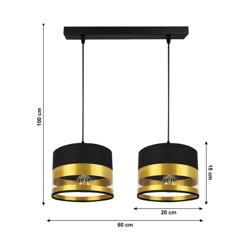 Πολύφωτο κρεμαστό σε ράγα  MILO 2xE27/60W/230V χρυσό/μαύρο