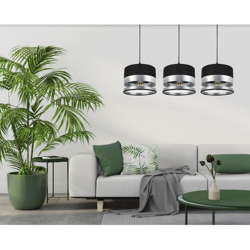 Πολύφωτο κρεμαστό σε ράγα MILO 3xE27/60W/230V ασημί/μαύρο