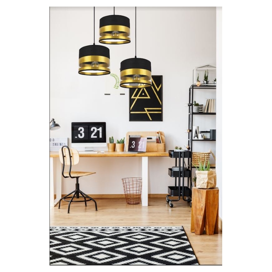 Πολύφωτο κρεμαστό σε ράγα MILO 3xE27/60W/230V χρυσό/μαύρο
