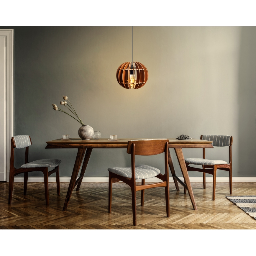 Πολύφωτο με συρματόσχοινο 1xE27/60W/230V καφέ διάμετρος 20 cm