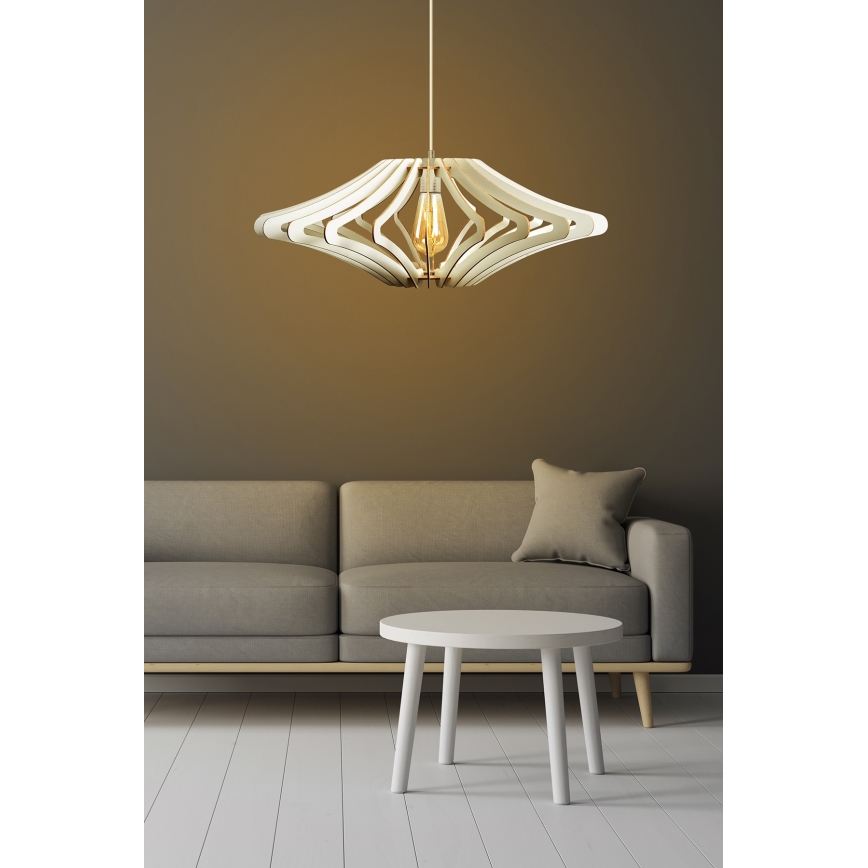 Πολύφωτο με συρματόσχοινο 1xE27/60W/230V λευκό διάμετρος 59 cm