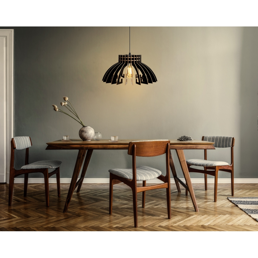 Πολύφωτο με συρματόσχοινο 1xE27/60W/230V μαύρο διάμετρος 39 cm