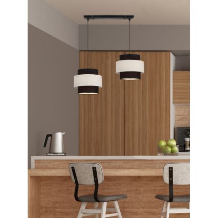 Πολύφωτο με συρματόσχοινο BENTA 2xE27/40W/230V μαύρο/κρεμ