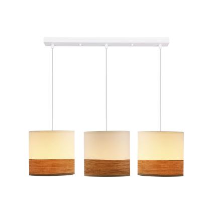 Πολύφωτο με συρματόσχοινο BIANCO 3xE27/40W/230V λευκό/καφέ