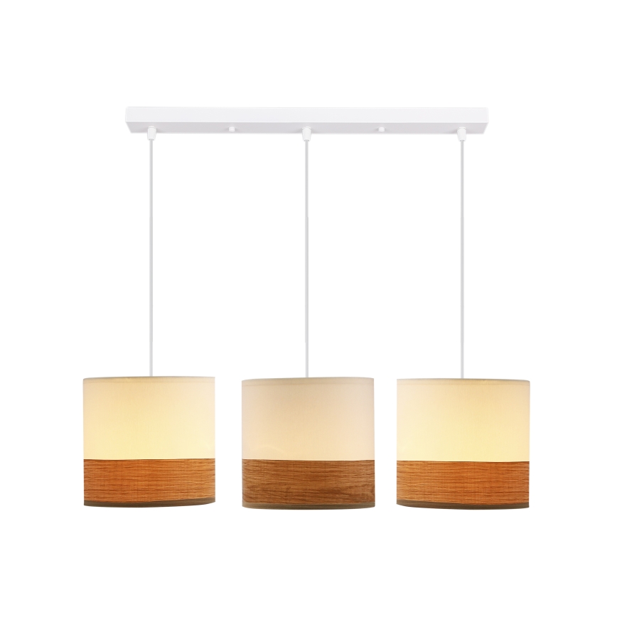 Πολύφωτο με συρματόσχοινο BIANCO 3xE27/40W/230V λευκό/καφέ