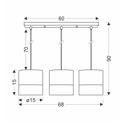 Πολύφωτο με συρματόσχοινο BIANCO 3xE27/40W/230V λευκό/καφέ