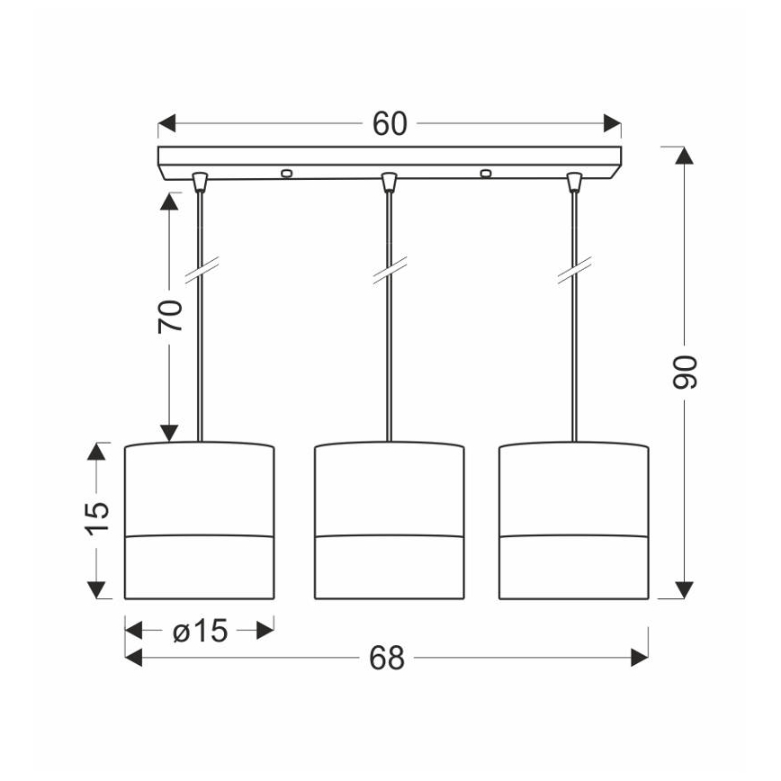Πολύφωτο με συρματόσχοινο BIANCO 3xE27/40W/230V λευκό/καφέ