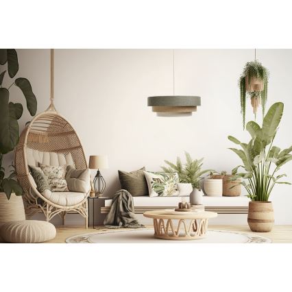 Πολύφωτο με συρματόσχοινο BOHO TRINITI 1xE27/60W/230V γκρι/μπεζ/κρεμ