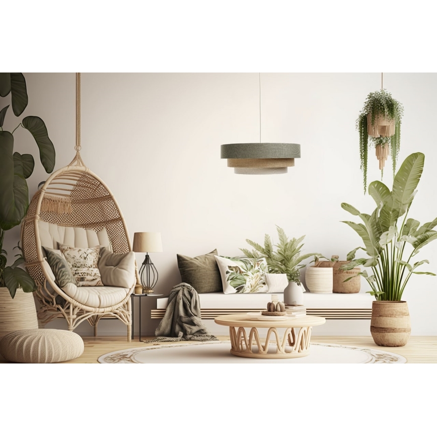 Πολύφωτο με συρματόσχοινο BOHO TRINITI 1xE27/60W/230V γκρι/μπεζ/κρεμ