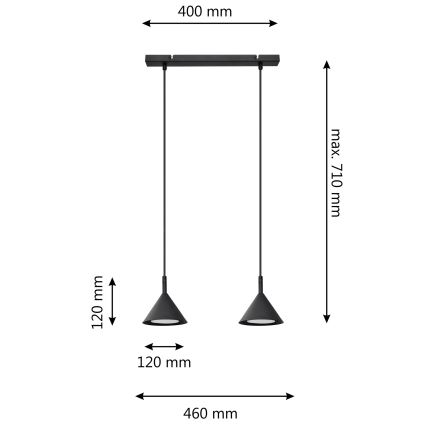 Πολύφωτο με συρματόσχοινο ETNA 2xGX53/15W/230V μαύρο