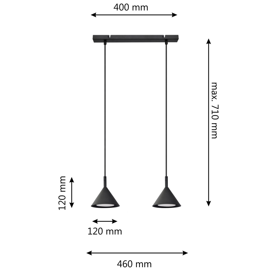 Πολύφωτο με συρματόσχοινο ETNA 2xGX53/15W/230V μαύρο