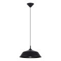 Πολύφωτο με συρματόσχοινο FRIKA 1xE27/15W/230V διάμετρος 34 cm μαύρο