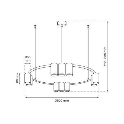 Πολύφωτο με συρματόσχοινο GENESIS 10xGU10/8W/230V λευκό