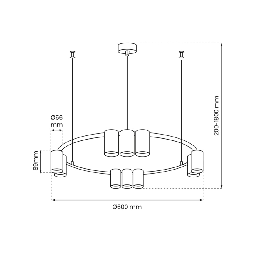 Πολύφωτο με συρματόσχοινο GENESIS 10xGU10/8W/230V χρυσαφί