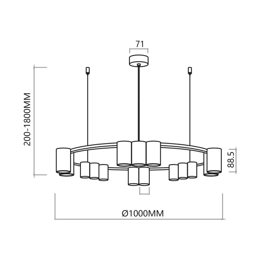 Πολύφωτο με συρματόσχοινο GENESIS 15xGU10/8W/230V χρυσαφί