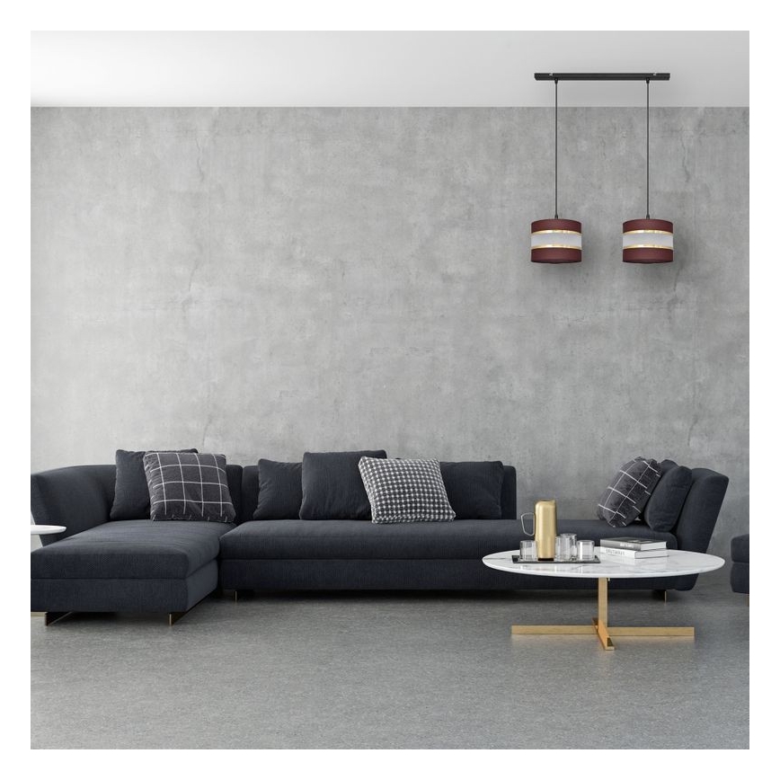 Πολύφωτο με συρματόσχοινο HELEN 2xE27/15W/230V καφέ/μαύρο/χρυσαφί