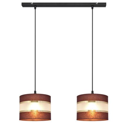 Πολύφωτο με συρματόσχοινο HELEN 2xE27/15W/230V καφέ/μαύρο/χρυσαφί