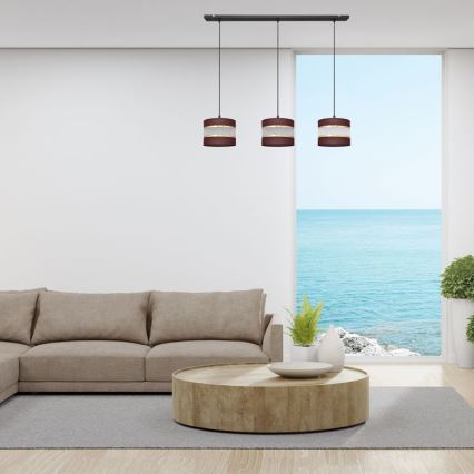 Πολύφωτο με συρματόσχοινο HELEN 3xE27/15W/230V καφέ/μαύρο/χρυσαφί