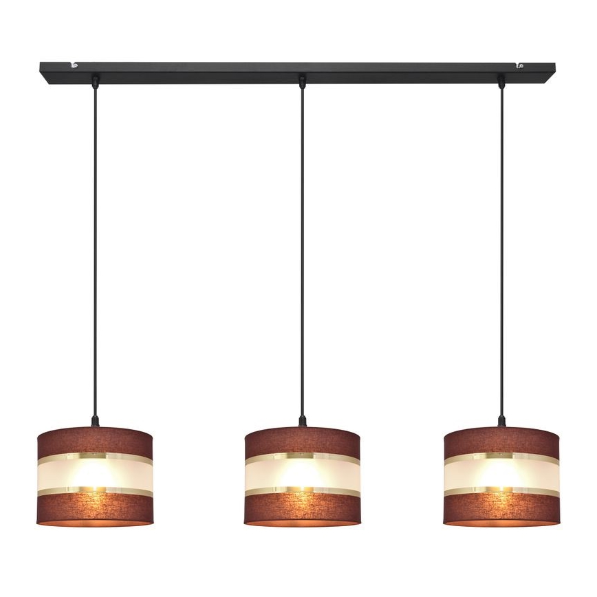 Πολύφωτο με συρματόσχοινο HELEN 3xE27/15W/230V καφέ/μαύρο/χρυσαφί