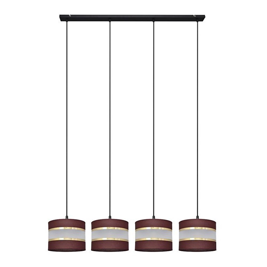 Πολύφωτο με συρματόσχοινο HELEN 4xE27/15W/230V καφέ/μαύρο/χρυσαφί