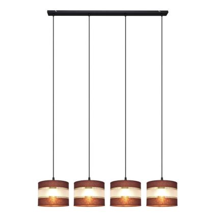 Πολύφωτο με συρματόσχοινο HELEN 4xE27/15W/230V καφέ/μαύρο/χρυσαφί