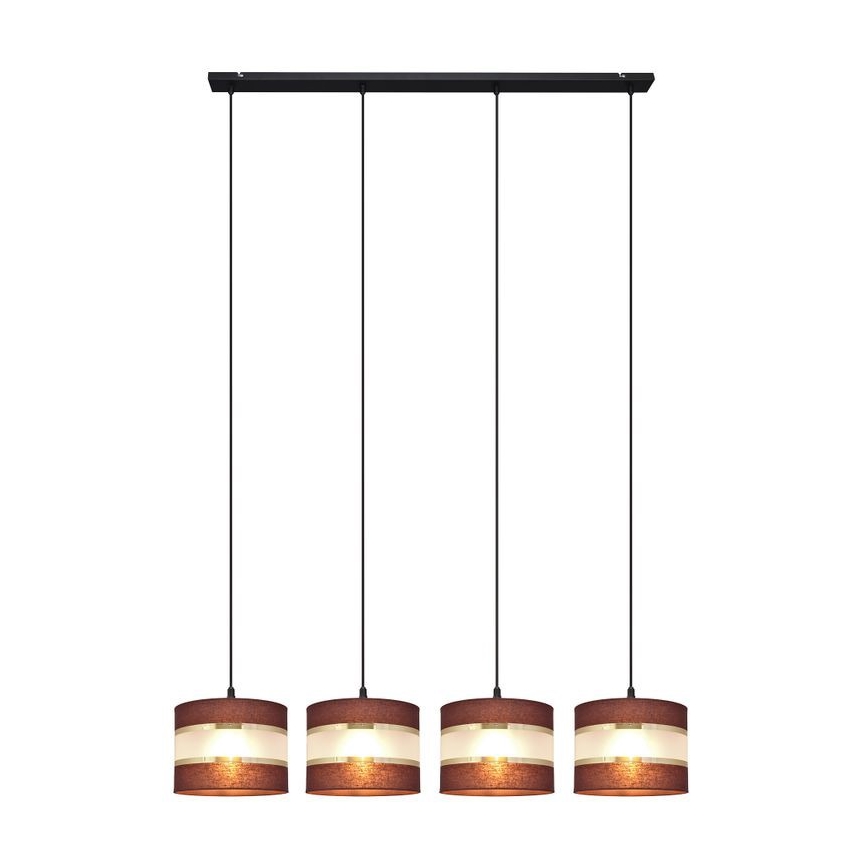 Πολύφωτο με συρματόσχοινο HELEN 4xE27/15W/230V καφέ/μαύρο/χρυσαφί