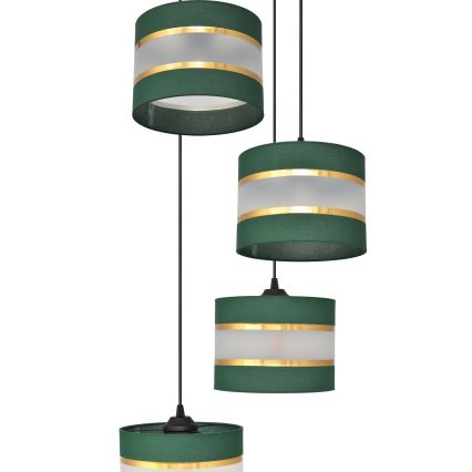 Πολύφωτο με συρματόσχοινο HELEN 4xE27/15W/230V πράσινο/χρυσαφί