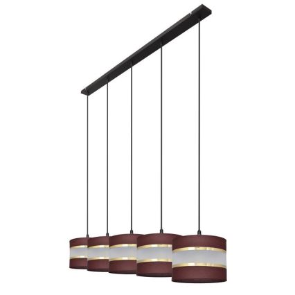 Πολύφωτο με συρματόσχοινο HELEN 5xE27/15W/230V καφέ/μαύρο/χρυσαφί