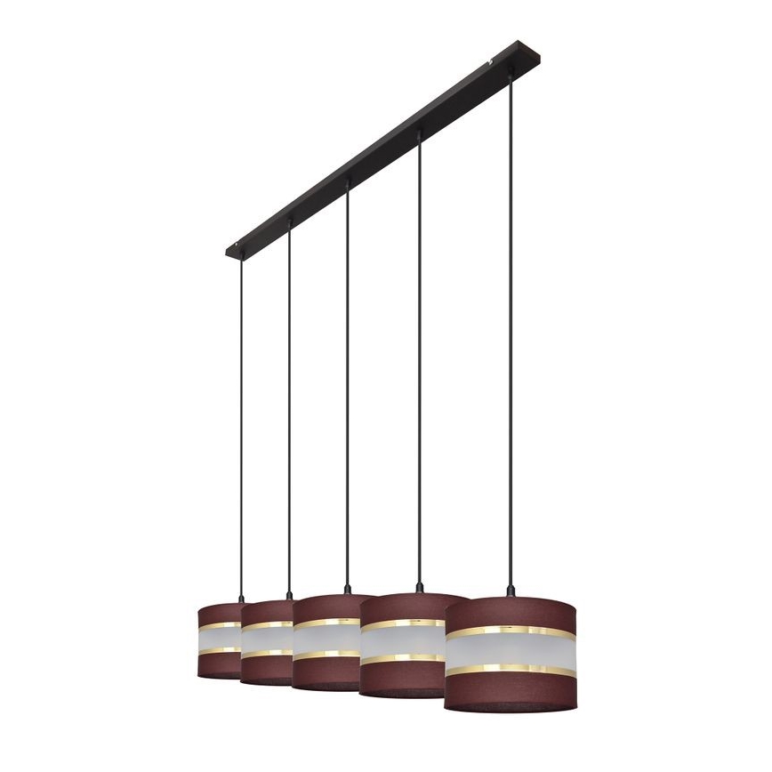 Πολύφωτο με συρματόσχοινο HELEN 5xE27/15W/230V καφέ/μαύρο/χρυσαφί