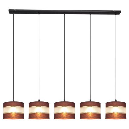 Πολύφωτο με συρματόσχοινο HELEN 5xE27/15W/230V καφέ/μαύρο/χρυσαφί