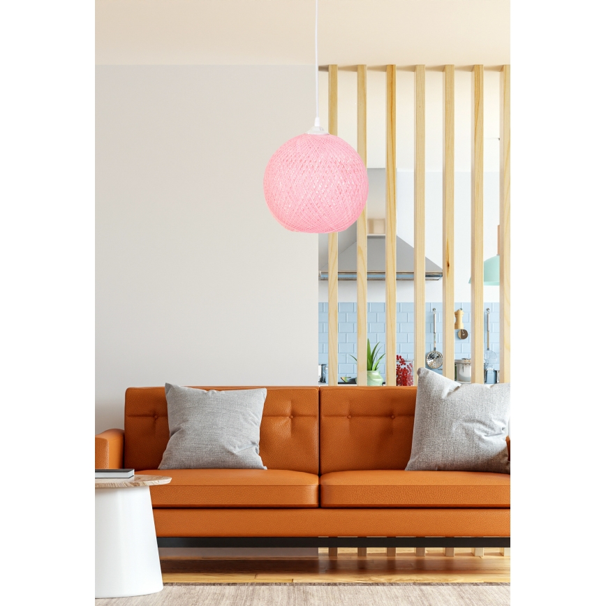 Πολύφωτο με συρματόσχοινο JUTE 1xE27/60W/230V ροζ