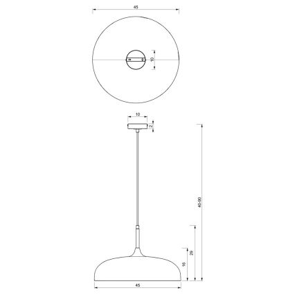 Πολύφωτο με συρματόσχοινο LINCOLN 1xE27/60W/230V διάμετρος 45 cm μαύρο