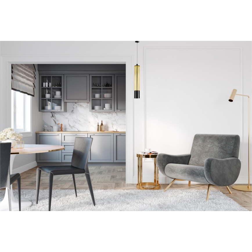 Πολύφωτο με συρματόσχοινο PRESCOT 1xGU10/40W/230V χρυσαφί