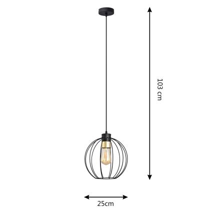 Πολύφωτο με συρματόσχοινο STARLIGHT 1xE27/15W/230V μαύρο/χρυσαφί